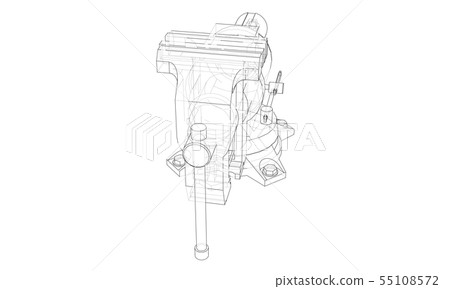 Outline vise vector. Wire-frame style 55108572