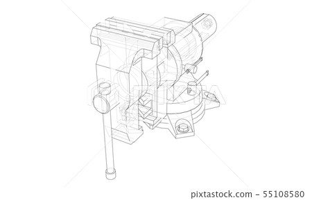 Outline vise vector. Wire-frame style Outline vise vector. Wire-frame style 55108580