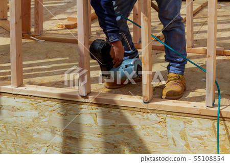 Framing building contractor framing up wall Framing building contractor framing up wall 55108854