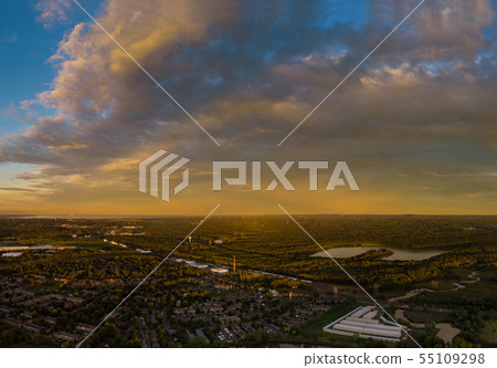 Magic sunset on colorful sunset over the city 55109298