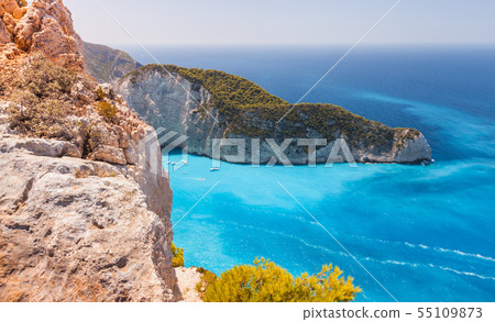 Navagio bay, coastal Greek landscape Navagio bay, coastal Greek landscape 55109873