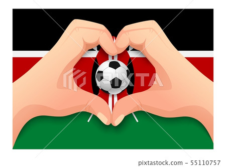 Kenya soccer ball and hand heart shape 55110757