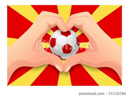 Macedonia soccer ball and hand heart shape 55110780