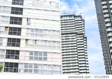Urban landscape with tower apartment Urban landscape with tower apartment 55110945