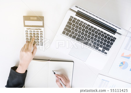 top view of business financier audit working with 55111425