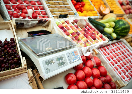 Scales at farms market, selective focus. Checking Scales at farms market, selective focus. Checking 55111459