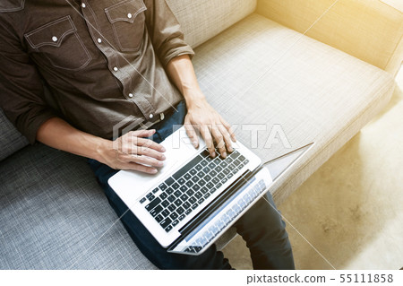 Business man in relax casual form working with Business man in relax casual form working with 55111858