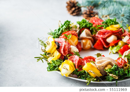 Christmas food background. Christmas wreath Christmas food background. Christmas wreath 55111969