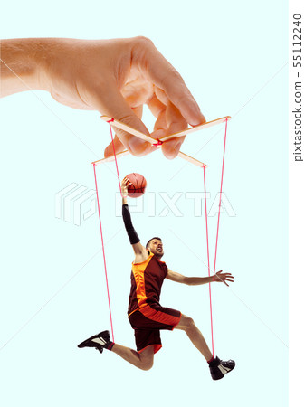 Man like a puppet in somebodies hands. Concept of manipulation 55112240