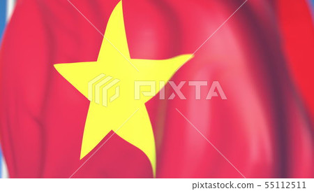 Flying national flag of Vietnam close-up, 3D rendering Flying national flag of Vietnam close-up, 3D rendering 55112511