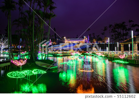 Okinawa Winter Southeastern Botanical Garden Water paradise pond illumination Okinawa Winter Southeastern Botanical Garden Water paradise pond illumination 55112602