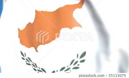 Waving national flag of Cyprus close-up, 3D rendering Waving national flag of Cyprus close-up, 3D rendering 55113075