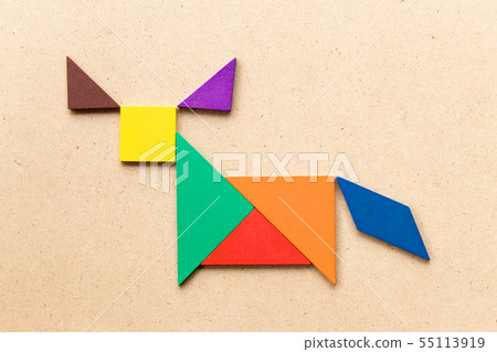 Color tangram in shape ox, buffalo or bull 55113919