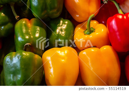 set of vegetables yellow green close-up bright 55114519