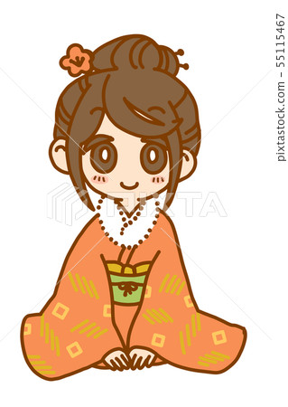 Girls wearing kimonos 55115467