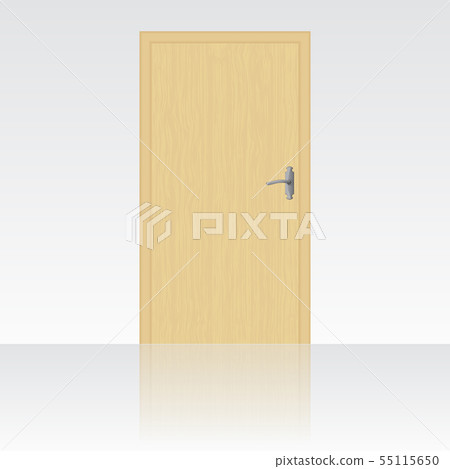 Wooden door on the white wall Wooden door on the white wall 55115650