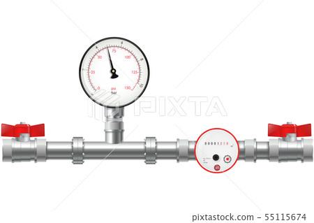 Industrial pressure manometer on metal tube 55115674