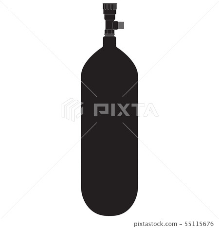 Air cylinder. Diving tank. Black silhouette icon Air cylinder. Diving tank. Black silhouette icon 55115676