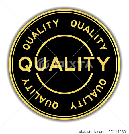Black and gold color quality word round sticker 55115683