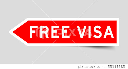 Arrow shape red color sticker in word free visa Arrow shape red color sticker in word free visa 55115685
