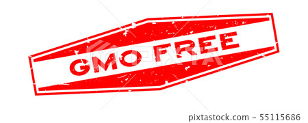 Grunge red GMO free word hexagon rubber seal stamp Grunge red GMO free word hexagon rubber seal stamp 55115686