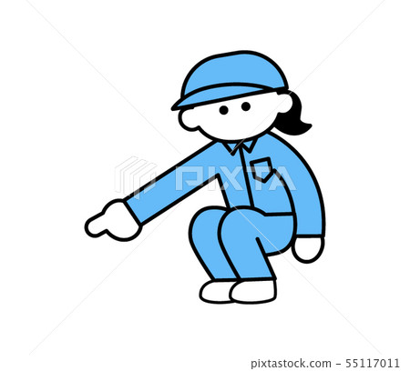 Worker woman pointing down (deformed) Worker woman pointing down (deformed) 55117011