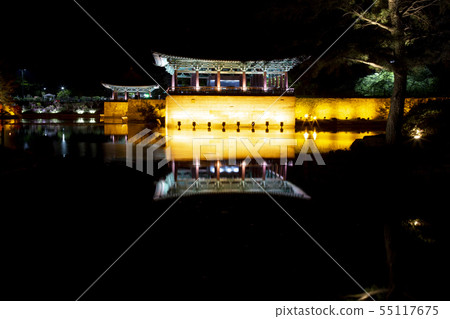 慶州Anseongji宮殿美好的夜視圖 55117675