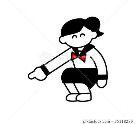 Sailor suit girl pointing down (deformed) Sailor suit girl pointing down (deformed) 55118259