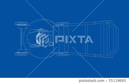 Outline lawn mower vector. Wire-frame style 55119693