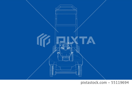 Outline lawn mower vector. Wire-frame style 55119694