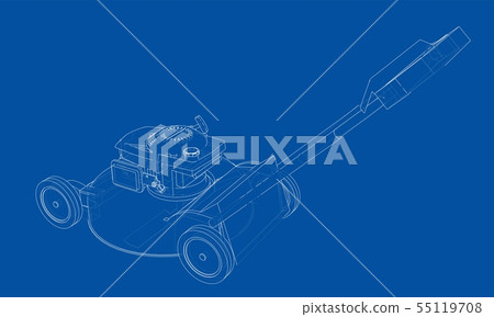 Outline lawn mower vector. Wire-frame style Outline lawn mower vector. Wire-frame style 55119708