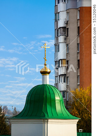 Autumn panorama of Chisinau city high-rise 55120046