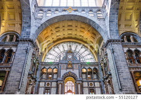 Famous Antwerp Central station interior with Famous Antwerp Central station interior with 55120127