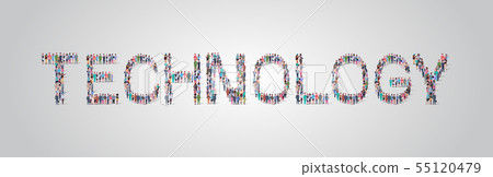 people crowd gathering in shape of technology word different occupation employees mix race workers people crowd gathering in shape of technology word different occupation employees mix race workers 55120479
