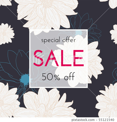 Sale floral card. Vector illustration 55121540