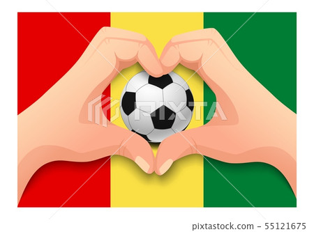 Guinea soccer ball and hand heart shape 55121675