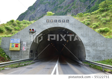 Photographing the summer landscape of the Raiden tunnel at Iwadencho Raiden coast in Hokkaido 55122731