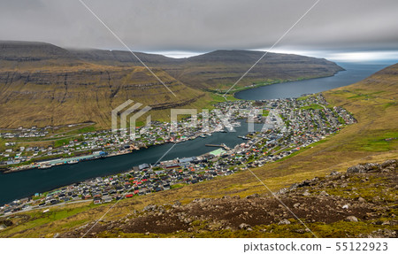 Ultra long exposure of Klaksvik city, Faroe Islands, Denmark Ultra long exposure of Klaksvik city, Faroe Islands, Denmark 55122923