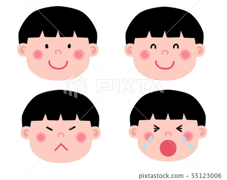 Boys elementary school students facial expression set face only Boys elementary school students facial expression set face only 55123006