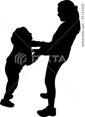 children together, silhouette vector children together, silhouette vector 55123308