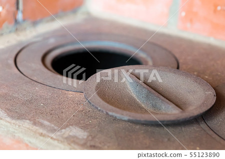 iron hob brick hearth kitchen open weathered rusty 55123890