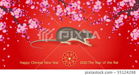 Chinese New Year of Rat 2020 Greeting Card Chinese New Year of Rat 2020 Greeting Card 55124298
