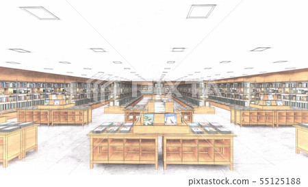 Bookstore CG illustration style 4 color no people 55125188