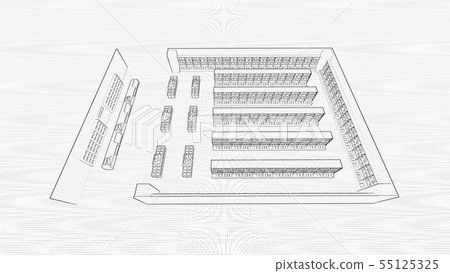 Bookstore CG illustration 14 monochrome grid no people Bookstore CG illustration 14 monochrome grid no people 55125325