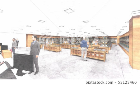 Bookstore CG illustration 1 color people Bookstore CG illustration 1 color people 55125460