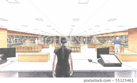 Bookstore CG illustration 2 color people 55125461