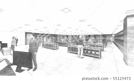 書店CG例證1單色 55125473