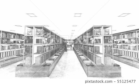 書店CG例證5單色人民 55125477