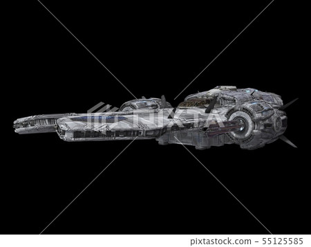 Spaceship isolated on a black background 3d illustration 55125585