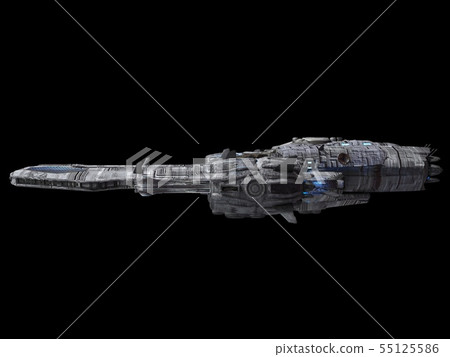 Spaceship isolated on a black background 3d illustration Spaceship isolated on a black background 3d illustration 55125586